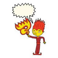 fire spirit cartoon with speech bubble N7
