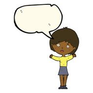 cartoon worried woman with speech bubble N52