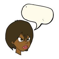 cartoon annoyed woman with speech bubble N124