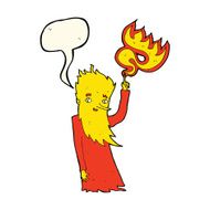 cartoon fire spirit with speech bubble N8