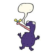 cartoon poisonous frog catching fly with speech bubble N7