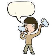 cartoon man drinking beer with speech bubble N7