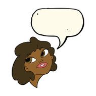 cartoon happy woman with speech bubble N175