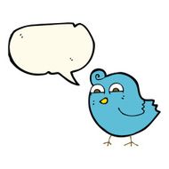 cartoon funny bird with speech bubble N8