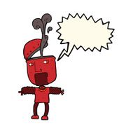 funny cartoon robot with open head speech bubble N8