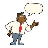cartoon businessman asking question with speech bubble N8