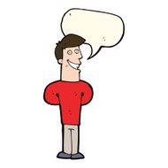 cartoon grinning man with speech bubble N57