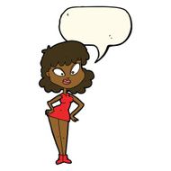 cartoon woman with hands on hips speech bubble N152