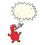 cartoon poisonous frog catching fly with speech bubble N8
