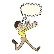 cartoon man running away with speech bubble N6