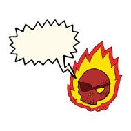 cartoon burning skull with speech bubble N8