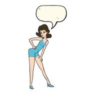 cartoon model woman posing with speech bubble N7