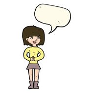 cartoon friendly woman with speech bubble N49