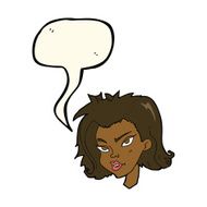 cartoon female face with speech bubble N99