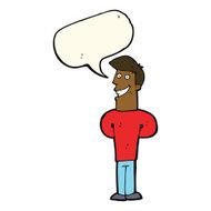 cartoon grinning man with speech bubble N58