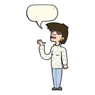 cartoon woman wearing spectacles with speech bubble N25