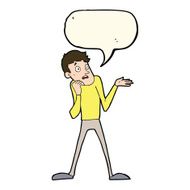 cartoon nervous man with speech bubble N94