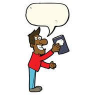 cartoon man with book speech bubble N8