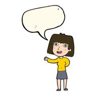 cartoon friendly woman waving with speech bubble N38