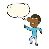 cartoon happy man dancing with speech bubble N25
