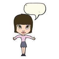 cartoon woman shrugging with speech bubble N42