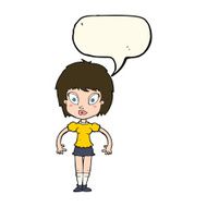 cartoon pretty girl with speech bubble N71