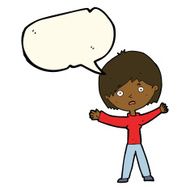 cartoon worried woman with speech bubble N53