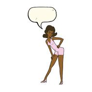 cartoon model woman posing with speech bubble N8
