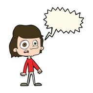cartoon worried boy with speech bubble N21