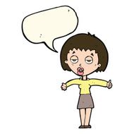 cartoon bored woman with speech bubble N18