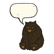 cartoon unhappy black bear with speech bubble N4