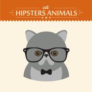 Fashion Portrait of Hipster Cat with glasses and bow
