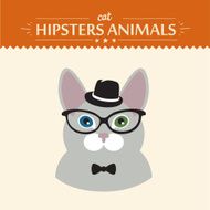 Fashion Portrait of Hipster Cat with glasses and bow N2
