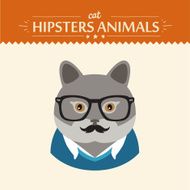 Fashion Portrait of Hipster Cat with glasses and bow N4