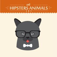 Fashion Portrait of Hipster Cat with glasses and bow N5