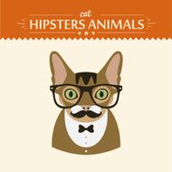 Fashion Portrait of Hipster Cat with glasses and bow N7