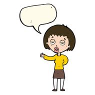 cartoon bored woman with speech bubble N19
