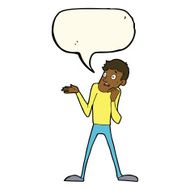cartoon nervous man with speech bubble N95