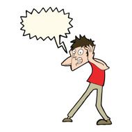 cartoon man panicking with speech bubble N38