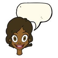 cartoon happy woman with speech bubble N176
