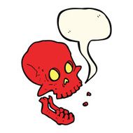 cartoon laughing skull with speech bubble N7