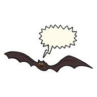 cartoon bat with speech bubble N12