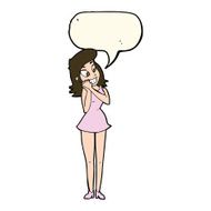 cartoon excited woman with speech bubble N94