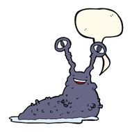 cartoon slug with speech bubble N11