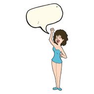 cartoon dancing woman with speech bubble N35