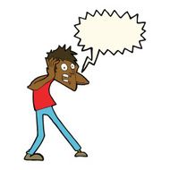 cartoon man panicking with speech bubble N39