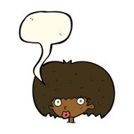 cartoon surprised woman with speech bubble N167