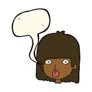 cartoon surprised woman with speech bubble N168