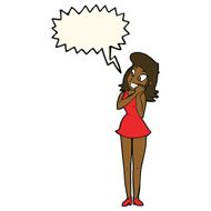 cartoon excited woman with speech bubble N95