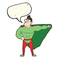 funny cartoon superhero with speech bubble N7
